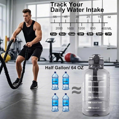 GEMFUL 3L Water Bottle with Measurements & Straw 100oz Leakproof Jug (Grey) | BPA Free, Time Marker, Wide Mouth, Sturdy Handle for Carry, for Gym, Fitness, Hiking, Office, Wome, Men