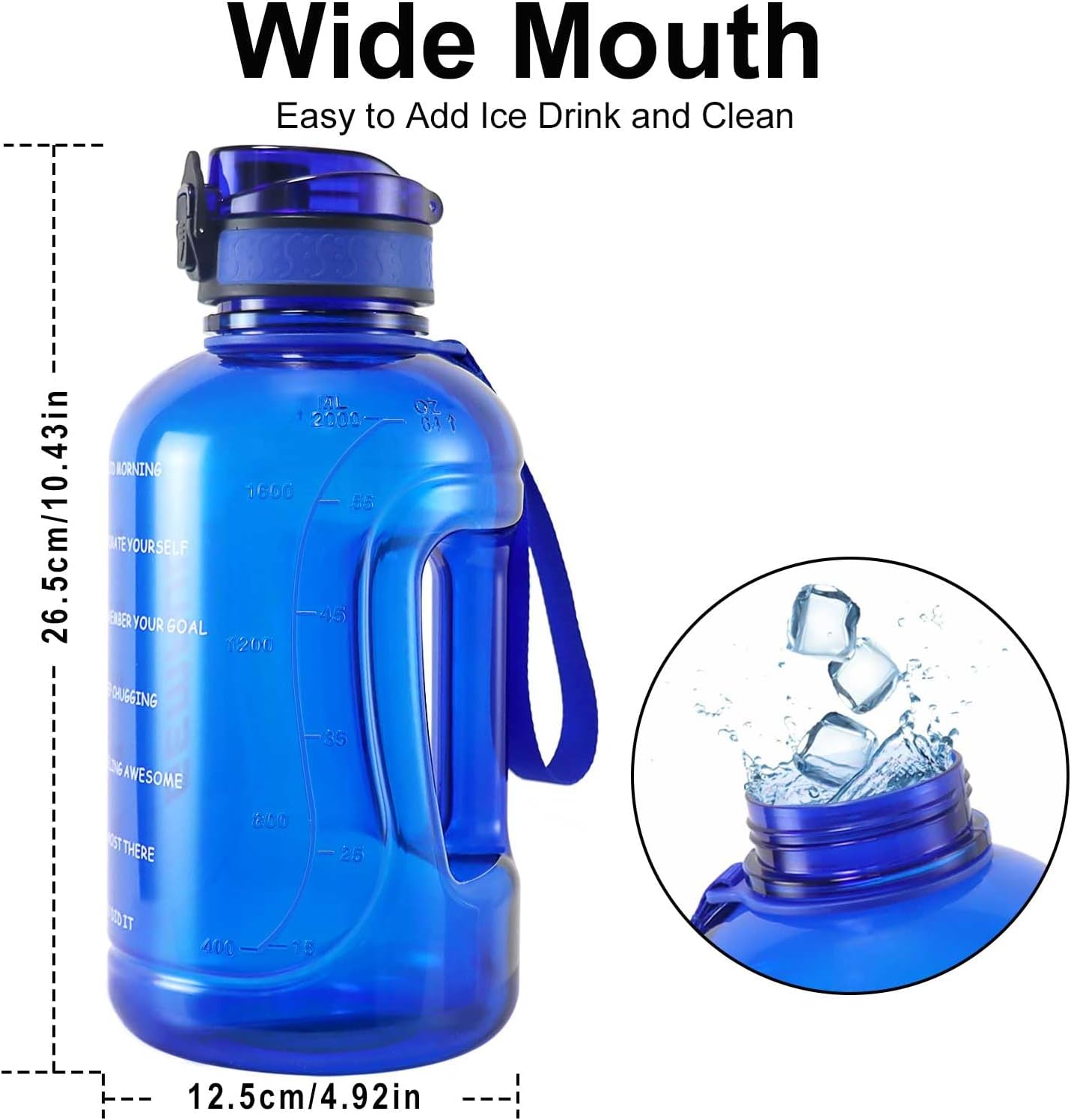 GEMFUL 3L Water Bottle with Measurements & Straw 100oz Leakproof Jug (Grey) | BPA Free, Time Marker, Wide Mouth, Sturdy Handle for Carry, for Gym, Fitness, Hiking, Office, Wome, Men