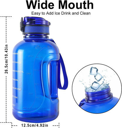 GEMFUL 3L Water Bottle with Measurements & Straw 100oz Leakproof Jug (Grey) | BPA Free, Time Marker, Wide Mouth, Sturdy Handle for Carry, for Gym, Fitness, Hiking, Office, Wome, Men