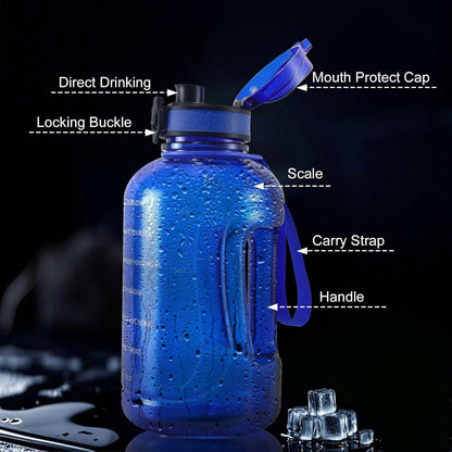 GEMFUL 3L Water Bottle with Measurements & Straw 100oz Leakproof Jug (Grey) | BPA Free, Time Marker, Wide Mouth, Sturdy Handle for Carry, for Gym, Fitness, Hiking, Office, Wome, Men