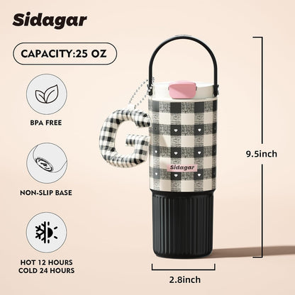 26 oz Insulated Stainless Steel Tumbler with Straw & Handle Cowboy | Leak-proof Water Bottle| Dual Drinking Options with Straw & Spout | Cup Holder Compatible| BPA-Free | Cold 12H| Easy to Clean