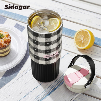 26 oz Insulated Stainless Steel Tumbler with Straw & Handle Cowboy | Leak-proof Water Bottle| Dual Drinking Options with Straw & Spout | Cup Holder Compatible| BPA-Free | Cold 12H| Easy to Clean