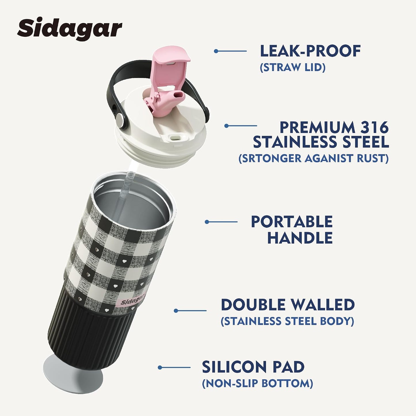 26 oz Insulated Stainless Steel Tumbler with Straw & Handle Cowboy | Leak-proof Water Bottle| Dual Drinking Options with Straw & Spout | Cup Holder Compatible| BPA-Free | Cold 12H| Easy to Clean