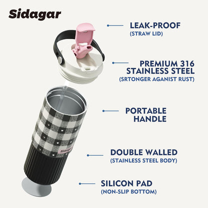 26 oz Insulated Stainless Steel Tumbler with Straw & Handle Cowboy | Leak-proof Water Bottle| Dual Drinking Options with Straw & Spout | Cup Holder Compatible| BPA-Free | Cold 12H| Easy to Clean