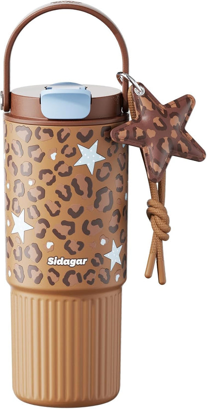 26 oz Insulated Stainless Steel Tumbler with Straw & Handle Cowboy | Leak-proof Water Bottle| Dual Drinking Options with Straw & Spout | Cup Holder Compatible| BPA-Free | Cold 12H| Easy to Clean