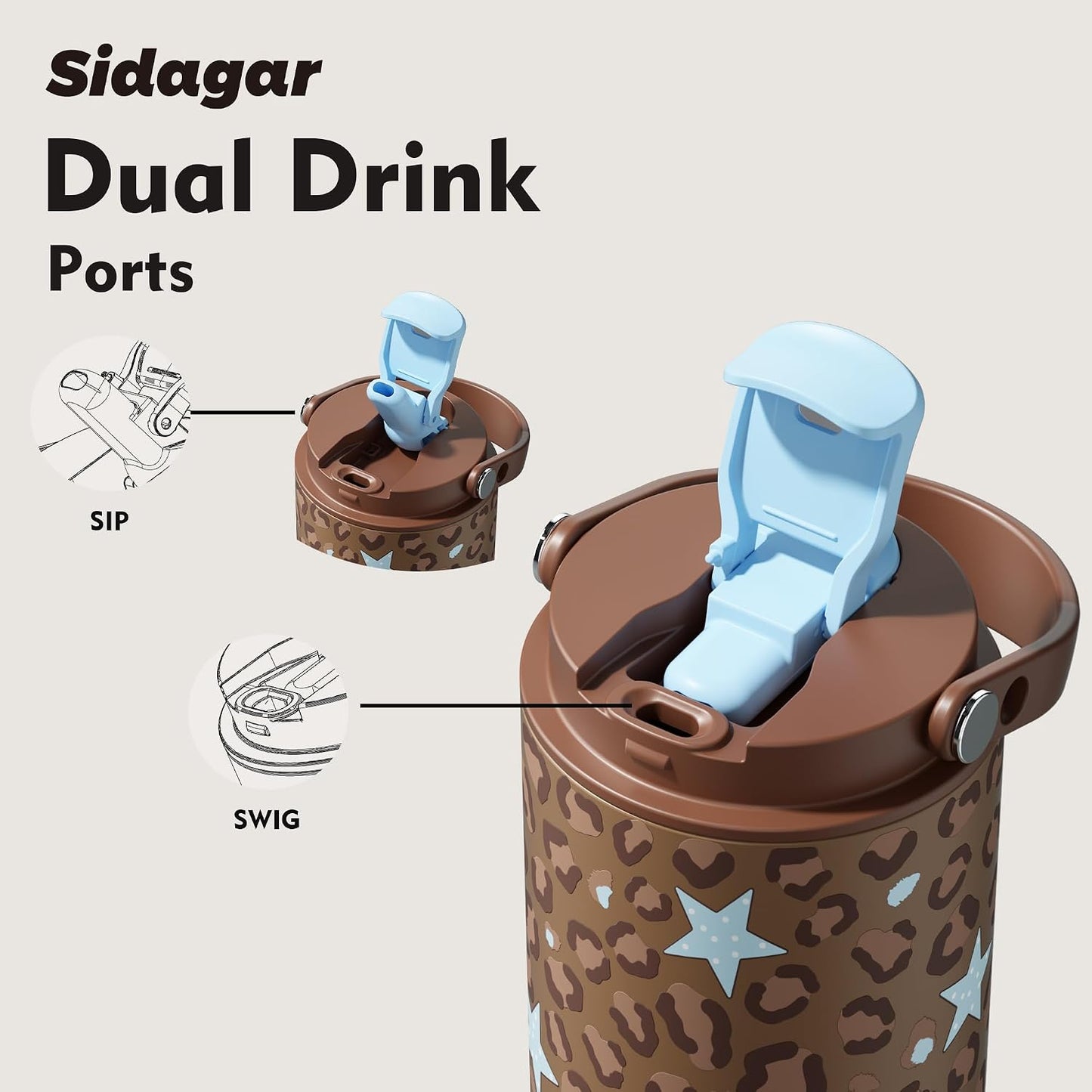 26 oz Insulated Stainless Steel Tumbler with Straw & Handle Cowboy | Leak-proof Water Bottle| Dual Drinking Options with Straw & Spout | Cup Holder Compatible| BPA-Free | Cold 12H| Easy to Clean