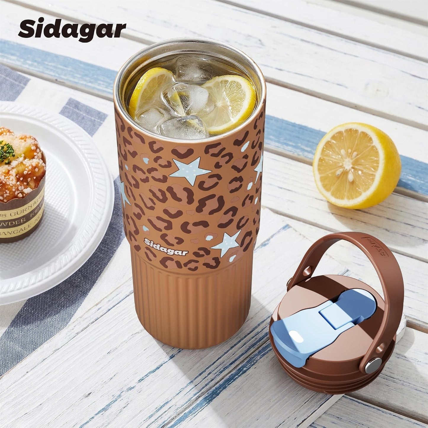 26 oz Insulated Stainless Steel Tumbler with Straw & Handle Cowboy | Leak-proof Water Bottle| Dual Drinking Options with Straw & Spout | Cup Holder Compatible| BPA-Free | Cold 12H| Easy to Clean