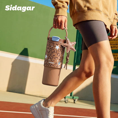 26 oz Insulated Stainless Steel Tumbler with Straw & Handle Cowboy | Leak-proof Water Bottle| Dual Drinking Options with Straw & Spout | Cup Holder Compatible| BPA-Free | Cold 12H| Easy to Clean