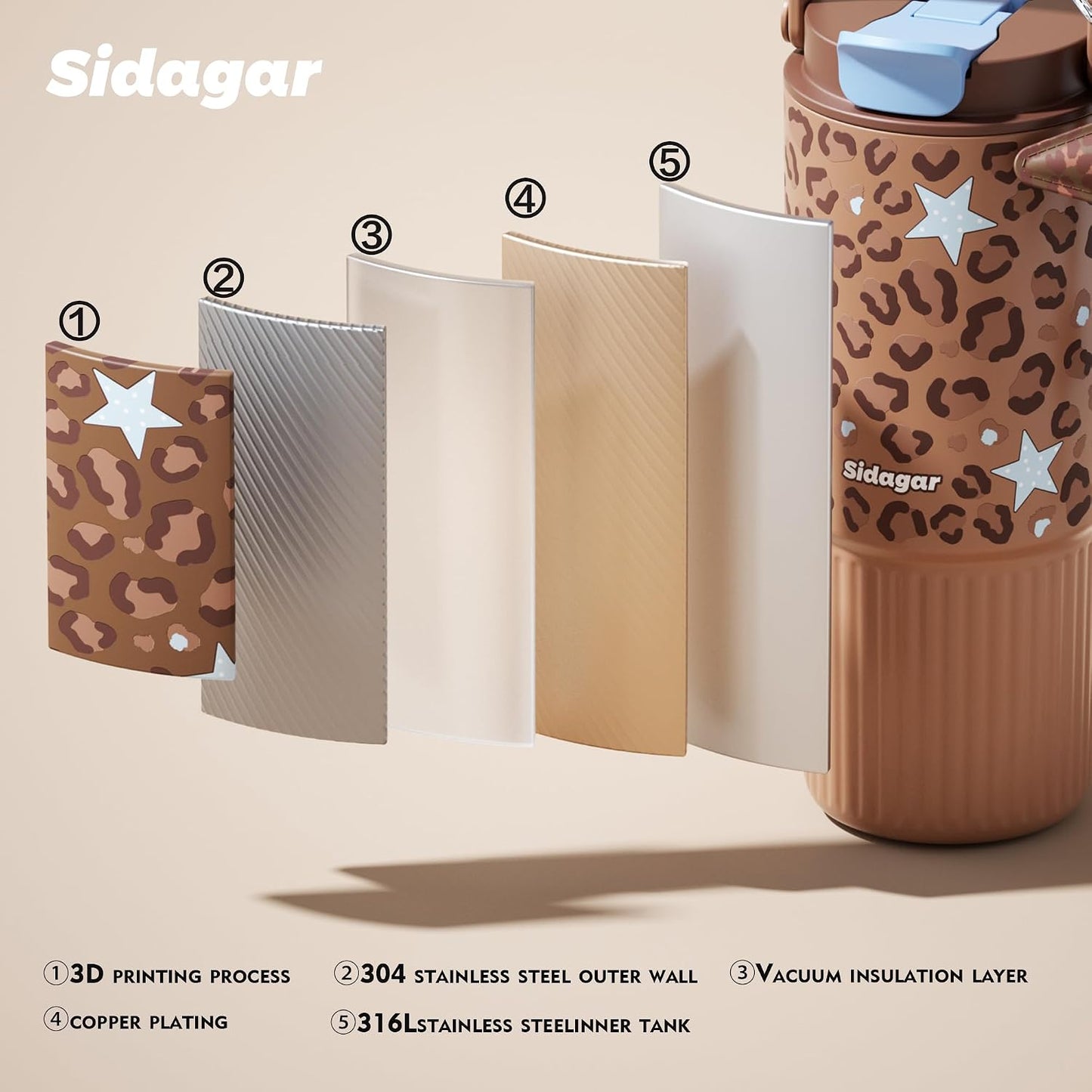 26 oz Insulated Stainless Steel Tumbler with Straw & Handle Cowboy | Leak-proof Water Bottle| Dual Drinking Options with Straw & Spout | Cup Holder Compatible| BPA-Free | Cold 12H| Easy to Clean