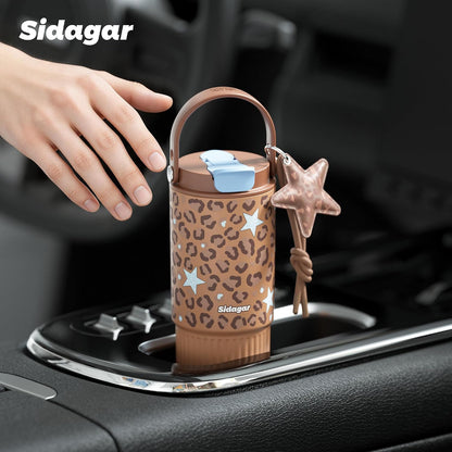 26 oz Insulated Stainless Steel Tumbler with Straw & Handle Cowboy | Leak-proof Water Bottle| Dual Drinking Options with Straw & Spout | Cup Holder Compatible| BPA-Free | Cold 12H| Easy to Clean