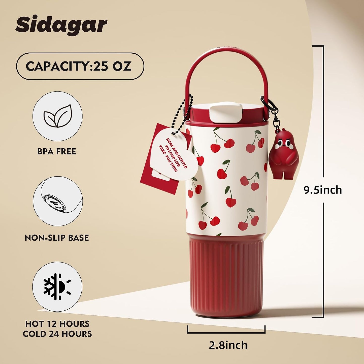 26 oz Insulated Stainless Steel Tumbler with Straw & Handle Cowboy | Leak-proof Water Bottle| Dual Drinking Options with Straw & Spout | Cup Holder Compatible| BPA-Free | Cold 12H| Easy to Clean