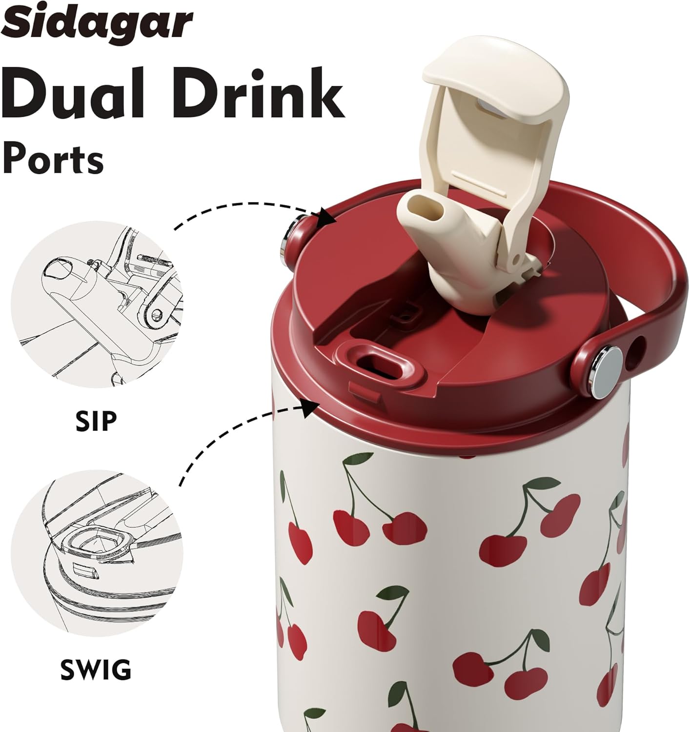 26 oz Insulated Stainless Steel Tumbler with Straw & Handle Cowboy | Leak-proof Water Bottle| Dual Drinking Options with Straw & Spout | Cup Holder Compatible| BPA-Free | Cold 12H| Easy to Clean