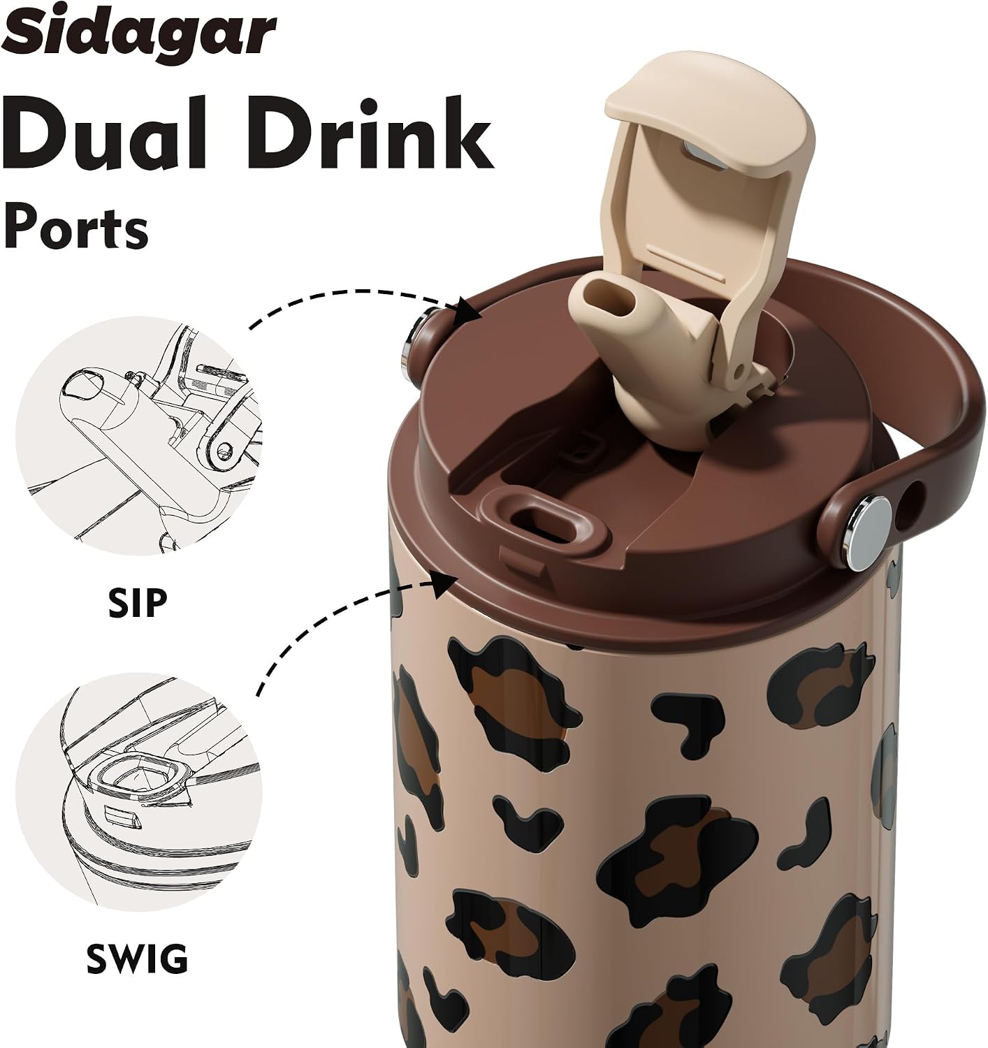 26 oz Insulated Stainless Steel Tumbler with Straw & Handle Cowboy | Leak-proof Water Bottle| Dual Drinking Options with Straw & Spout | Cup Holder Compatible| BPA-Free | Cold 12H| Easy to Clean