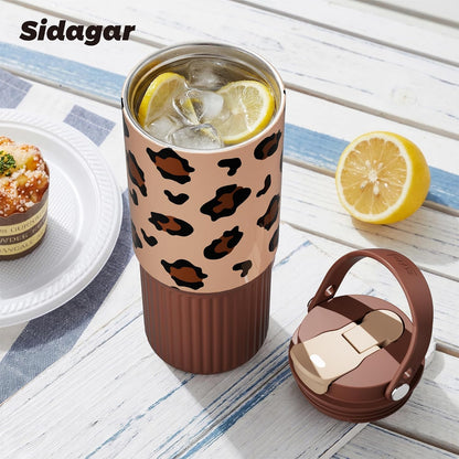 26 oz Insulated Stainless Steel Tumbler with Straw & Handle Cowboy | Leak-proof Water Bottle| Dual Drinking Options with Straw & Spout | Cup Holder Compatible| BPA-Free | Cold 12H| Easy to Clean