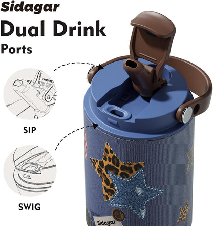 26 oz Insulated Stainless Steel Tumbler with Straw & Handle Cowboy | Leak-proof Water Bottle| Dual Drinking Options with Straw & Spout | Cup Holder Compatible| BPA-Free | Cold 12H| Easy to Clean