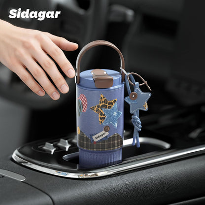 26 oz Insulated Stainless Steel Tumbler with Straw & Handle Cowboy | Leak-proof Water Bottle| Dual Drinking Options with Straw & Spout | Cup Holder Compatible| BPA-Free | Cold 12H| Easy to Clean
