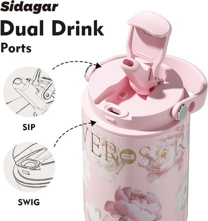 26 oz Insulated Stainless Steel Tumbler with Straw & Handle Cowboy | Leak-proof Water Bottle| Dual Drinking Options with Straw & Spout | Cup Holder Compatible| BPA-Free | Cold 12H| Easy to Clean