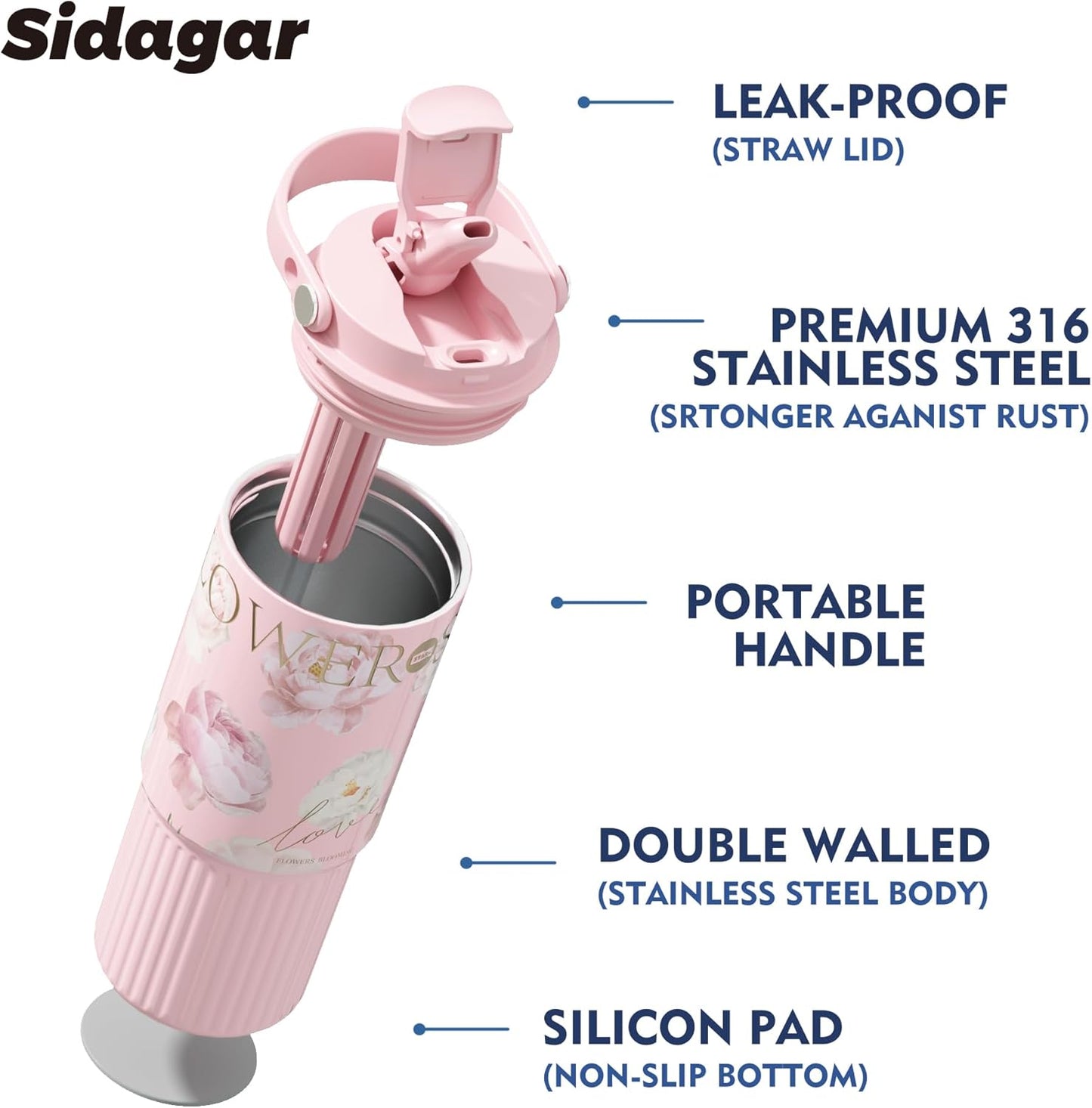 26 oz Insulated Stainless Steel Tumbler with Straw & Handle Cowboy | Leak-proof Water Bottle| Dual Drinking Options with Straw & Spout | Cup Holder Compatible| BPA-Free | Cold 12H| Easy to Clean