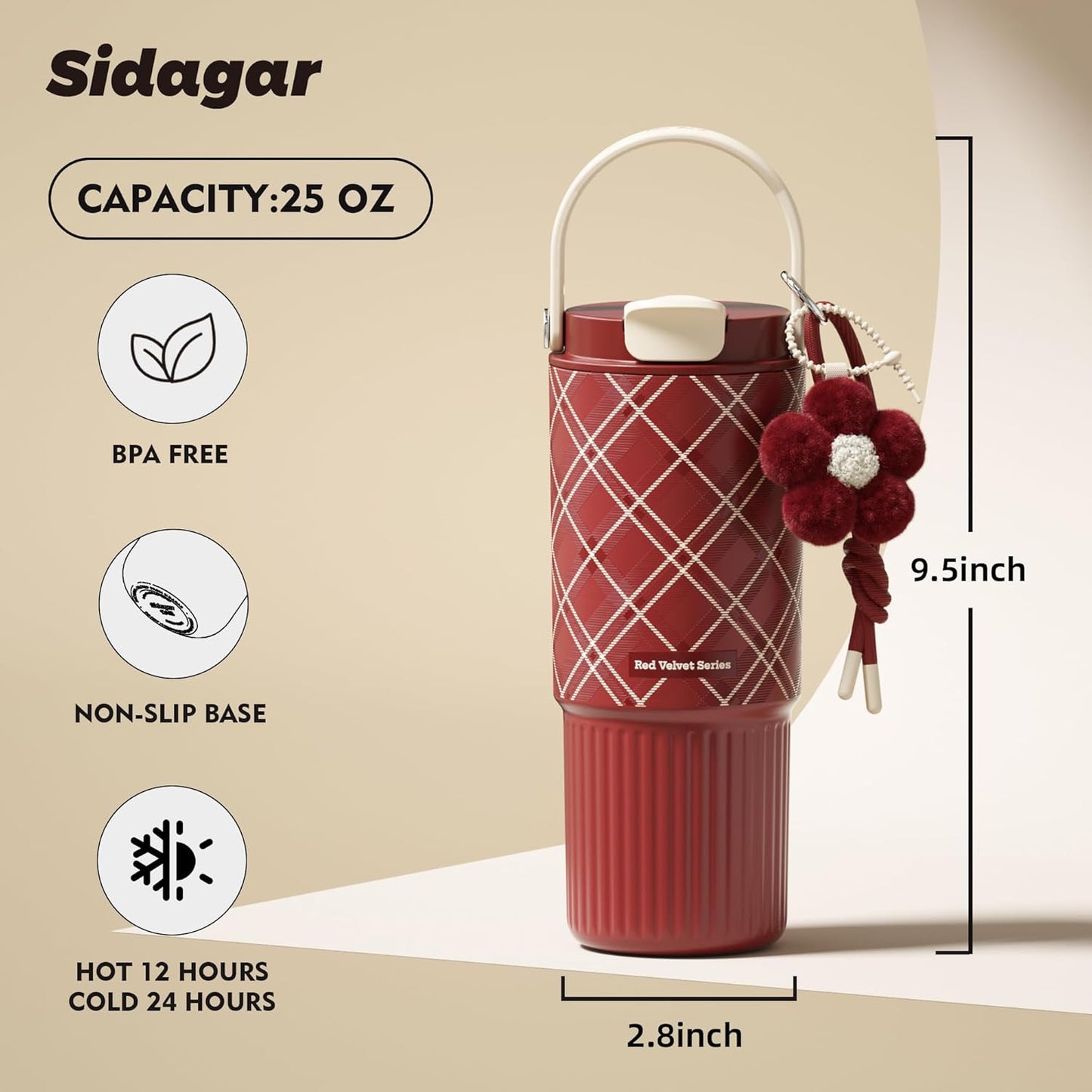 26 oz Insulated Stainless Steel Tumbler with Straw & Handle Cowboy | Leak-proof Water Bottle| Dual Drinking Options with Straw & Spout | Cup Holder Compatible| BPA-Free | Cold 12H| Easy to Clean