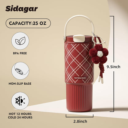 26 oz Insulated Stainless Steel Tumbler with Straw & Handle Cowboy | Leak-proof Water Bottle| Dual Drinking Options with Straw & Spout | Cup Holder Compatible| BPA-Free | Cold 12H| Easy to Clean