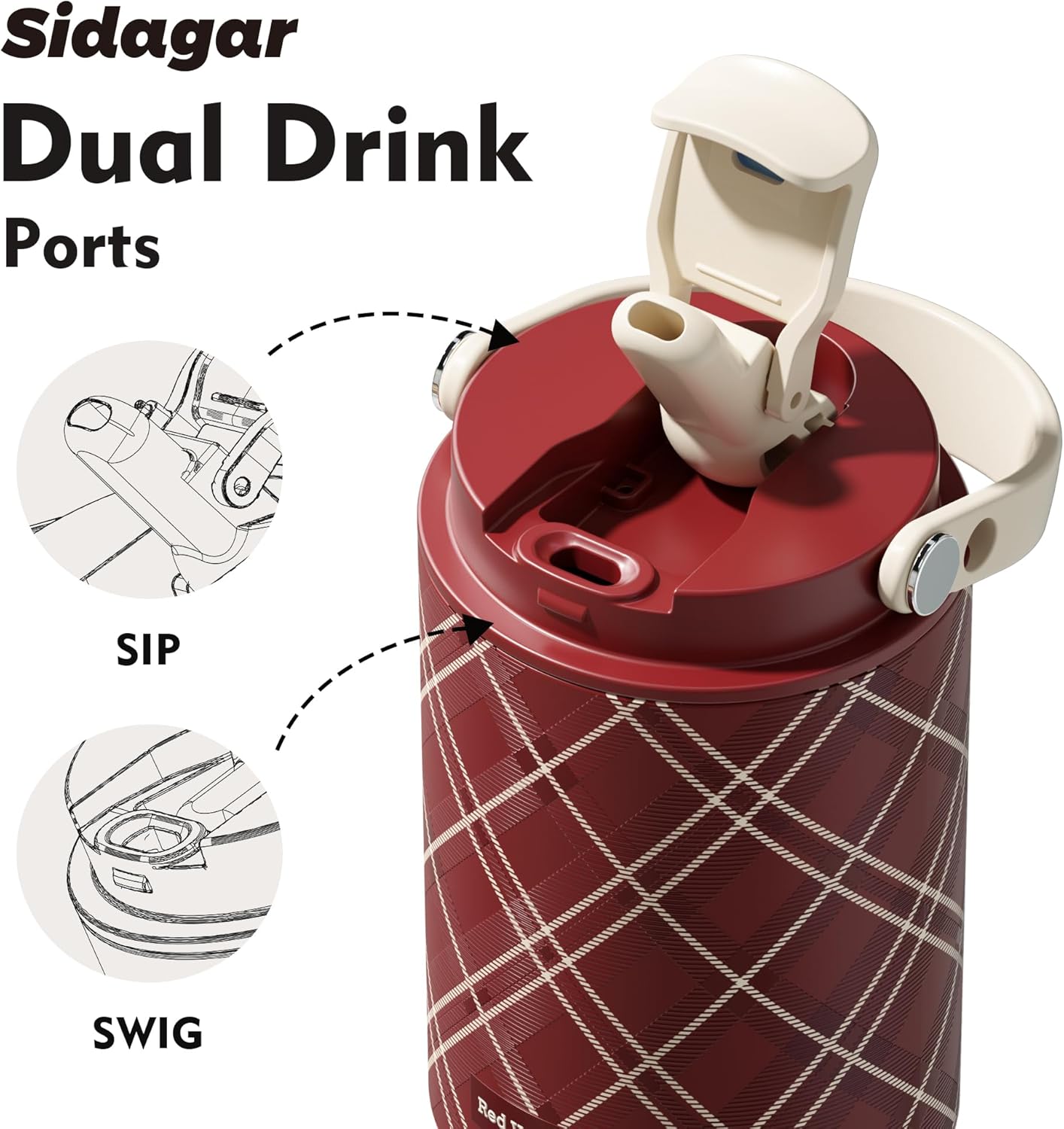 26 oz Insulated Stainless Steel Tumbler with Straw & Handle Cowboy | Leak-proof Water Bottle| Dual Drinking Options with Straw & Spout | Cup Holder Compatible| BPA-Free | Cold 12H| Easy to Clean