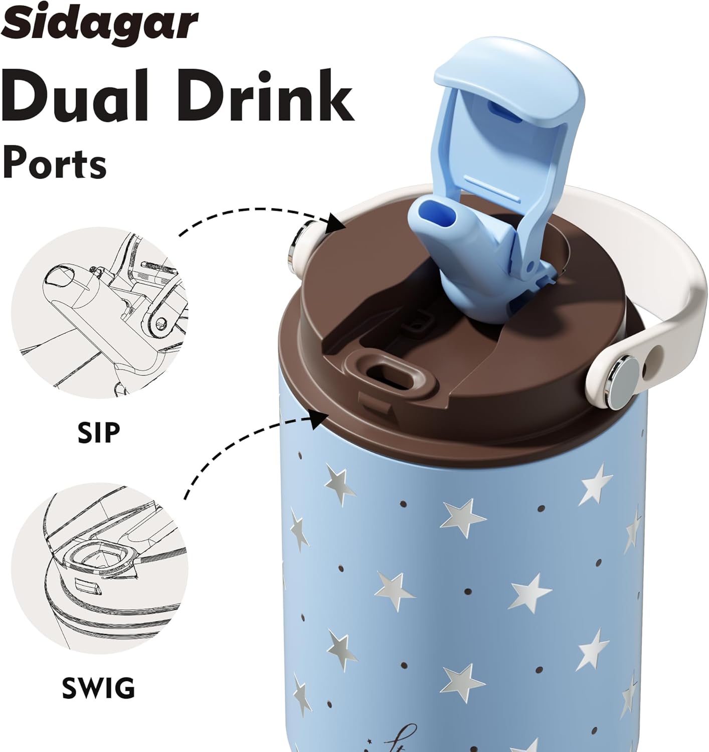 26 oz Insulated Stainless Steel Tumbler with Straw & Handle Cowboy | Leak-proof Water Bottle| Dual Drinking Options with Straw & Spout | Cup Holder Compatible| BPA-Free | Cold 12H| Easy to Clean