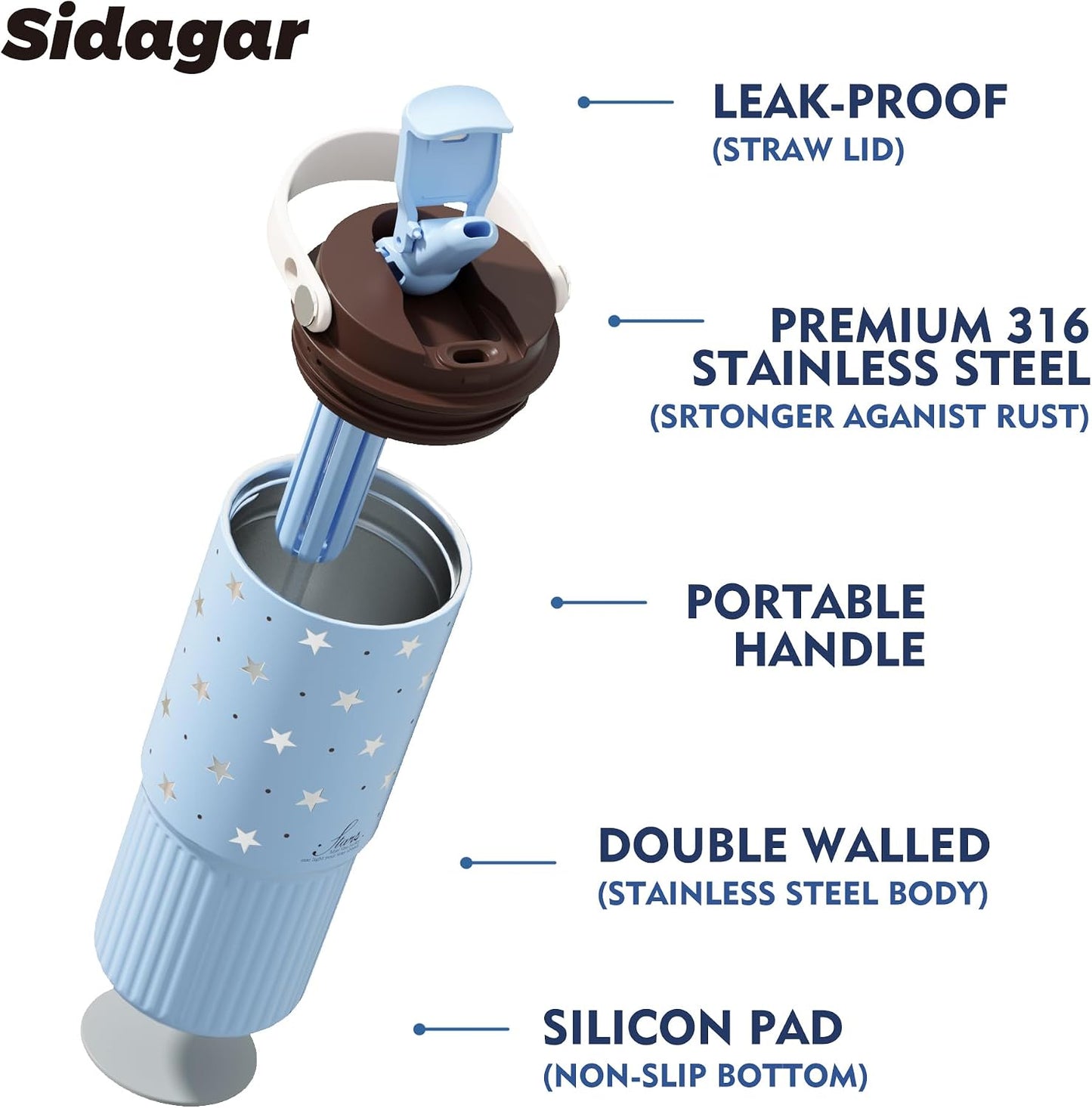 26 oz Insulated Stainless Steel Tumbler with Straw & Handle Cowboy | Leak-proof Water Bottle| Dual Drinking Options with Straw & Spout | Cup Holder Compatible| BPA-Free | Cold 12H| Easy to Clean