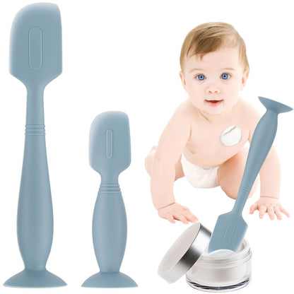 2Pack Baby Diaper Cream Spatula, Soft Silicone Diaper Cream Applicator, Butt Paste Spatula Brush for Newborn Baby, 1xLarge Size 1xSmall Size (Blue)
