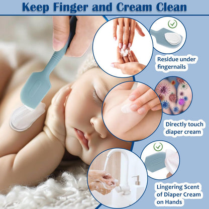2Pack Baby Diaper Cream Spatula, Soft Silicone Diaper Cream Applicator, Butt Paste Spatula Brush for Newborn Baby, 1xLarge Size 1xSmall Size (Blue)