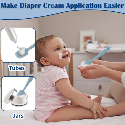 2Pack Baby Diaper Cream Spatula, Soft Silicone Diaper Cream Applicator, Butt Paste Spatula Brush for Newborn Baby, 1xLarge Size 1xSmall Size (Blue)