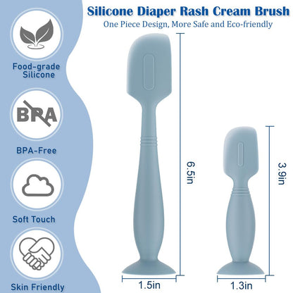 2Pack Baby Diaper Cream Spatula, Soft Silicone Diaper Cream Applicator, Butt Paste Spatula Brush for Newborn Baby, 1xLarge Size 1xSmall Size (Blue)