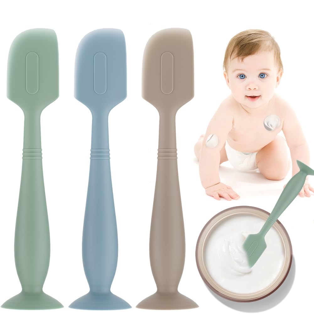 2Pack Baby Diaper Cream Spatula, Soft Silicone Diaper Cream Applicator, Butt Paste Spatula Brush for Newborn Baby, 1xLarge Size 1xSmall Size (Blue)