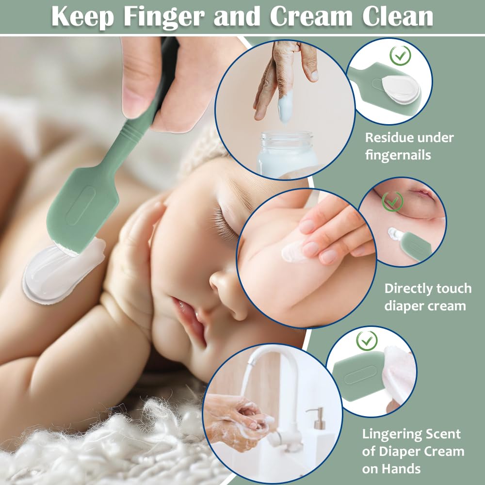 2Pack Baby Diaper Cream Spatula, Soft Silicone Diaper Cream Applicator, Butt Paste Spatula Brush for Newborn Baby, 1xLarge Size 1xSmall Size (Blue)