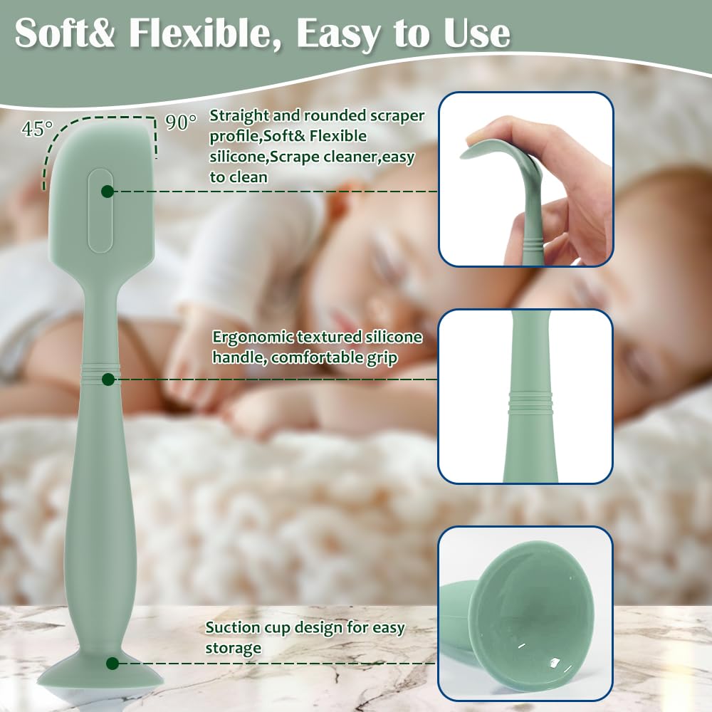 2Pack Baby Diaper Cream Spatula, Soft Silicone Diaper Cream Applicator, Butt Paste Spatula Brush for Newborn Baby, 1xLarge Size 1xSmall Size (Blue)
