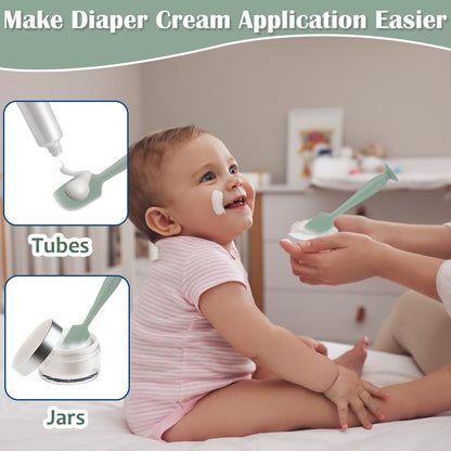 2Pack Baby Diaper Cream Spatula, Soft Silicone Diaper Cream Applicator, Butt Paste Spatula Brush for Newborn Baby, 1xLarge Size 1xSmall Size (Blue)