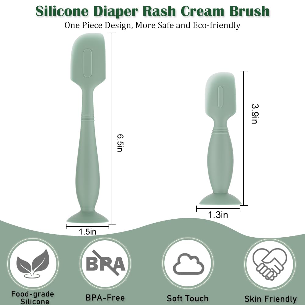 2Pack Baby Diaper Cream Spatula, Soft Silicone Diaper Cream Applicator, Butt Paste Spatula Brush for Newborn Baby, 1xLarge Size 1xSmall Size (Blue)