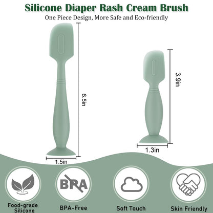 2Pack Baby Diaper Cream Spatula, Soft Silicone Diaper Cream Applicator, Butt Paste Spatula Brush for Newborn Baby, 1xLarge Size 1xSmall Size (Blue)