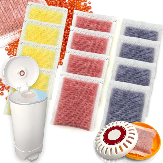 12 PCS Odor Remover Refills for Puck Baking Soda Cartridge, Diaper Pail Odor Eliminates for Munchkin Step and Pail Diaper Pails(4* Lavender + 4* Lemon+4* Grapefruit) (for 3.5" Cartridge)