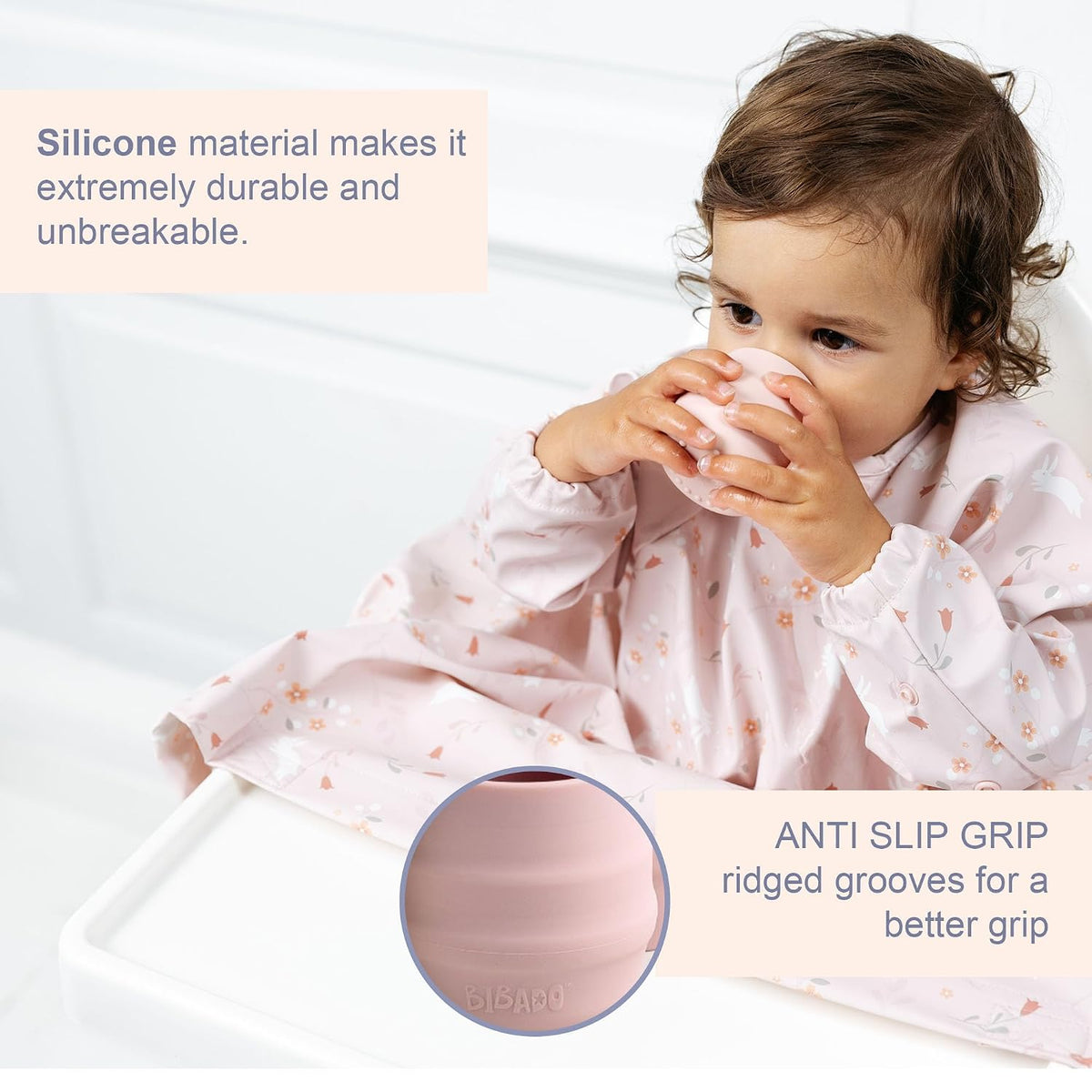 Sippit Silicone Baby Cup, Fawn (2-Pack) - Open Training Silicone Cups - Soft, Non Slip Grip, Weighted Base - Durable, Dishwasher Safe, BPA Free - Toddler Cups - Baby Essentials - 6 Months+