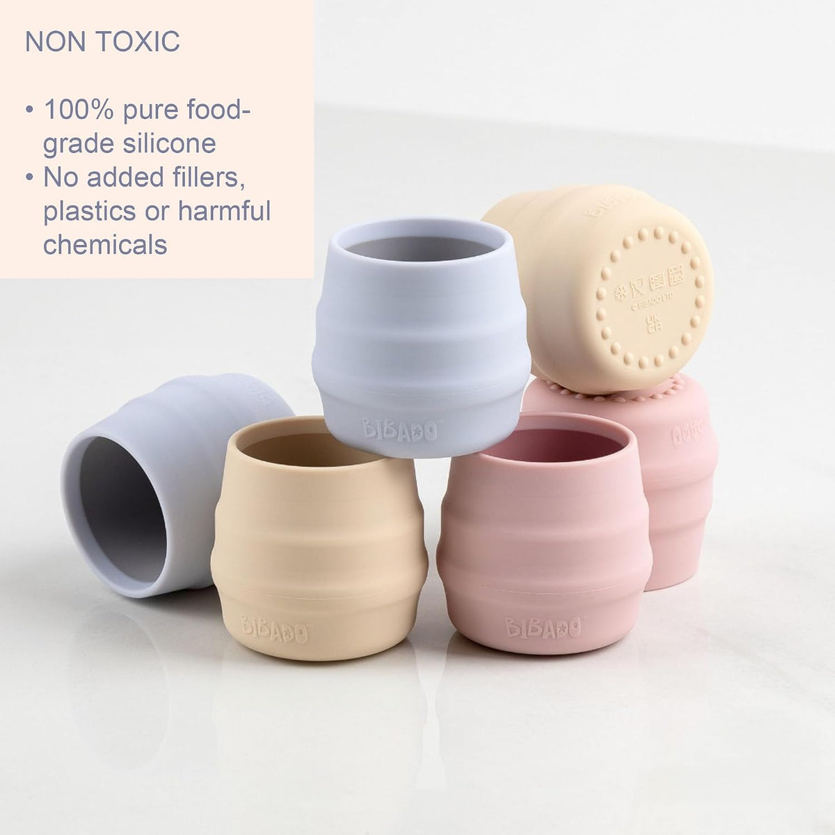 Sippit Silicone Baby Cup, Fawn (2-Pack) - Open Training Silicone Cups - Soft, Non Slip Grip, Weighted Base - Durable, Dishwasher Safe, BPA Free - Toddler Cups - Baby Essentials - 6 Months+