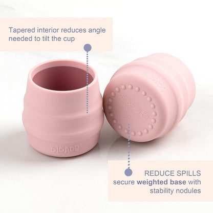 Sippit Silicone Baby Cup, Fawn (2-Pack) - Open Training Silicone Cups - Soft, Non Slip Grip, Weighted Base - Durable, Dishwasher Safe, BPA Free - Toddler Cups - Baby Essentials - 6 Months+