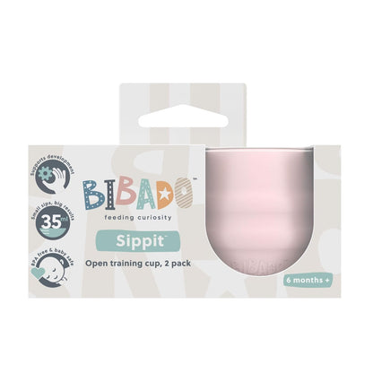 Sippit Silicone Baby Cup, Fawn (2-Pack) - Open Training Silicone Cups - Soft, Non Slip Grip, Weighted Base - Durable, Dishwasher Safe, BPA Free - Toddler Cups - Baby Essentials - 6 Months+