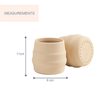 Sippit Silicone Baby Cup, Fawn (2-Pack) - Open Training Silicone Cups - Soft, Non Slip Grip, Weighted Base - Durable, Dishwasher Safe, BPA Free - Toddler Cups - Baby Essentials - 6 Months+