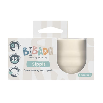 Sippit Silicone Baby Cup, Fawn (2-Pack) - Open Training Silicone Cups - Soft, Non Slip Grip, Weighted Base - Durable, Dishwasher Safe, BPA Free - Toddler Cups - Baby Essentials - 6 Months+