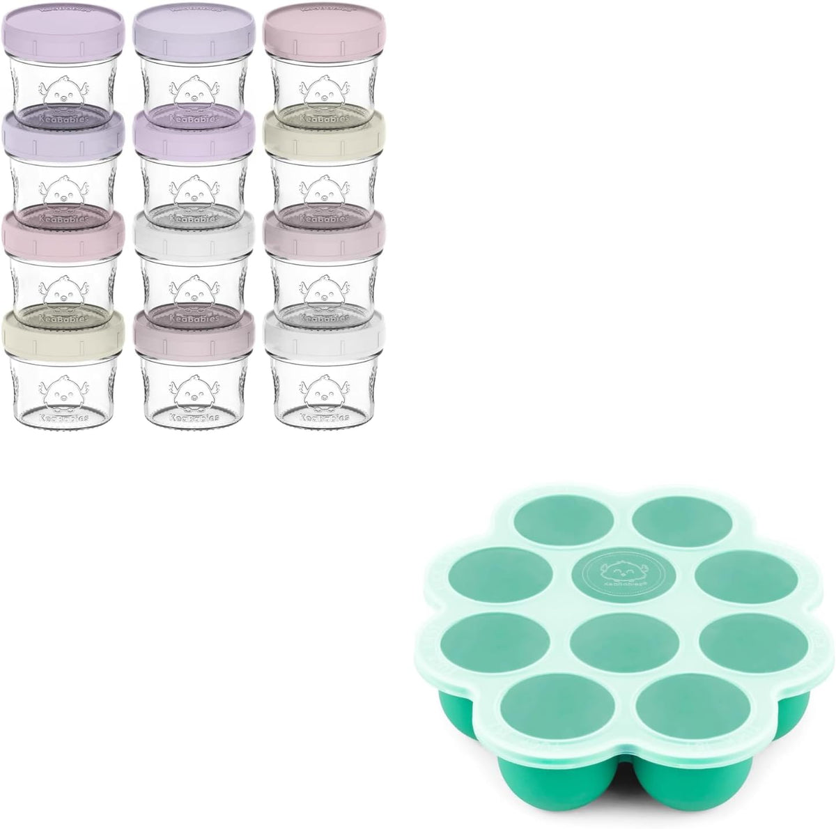 12-Pack Baby Food Glass Containers and Silicone Baby Food Freezer Tray with Clip-on Lid - 4 oz Leak-Proof, Microwavable, Baby Food Storage Container - Breast Milk Trays for Freezer