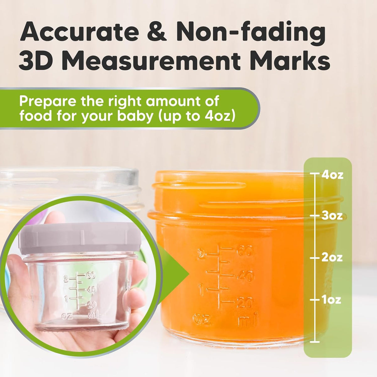 12-Pack Baby Food Glass Containers and Silicone Baby Food Freezer Tray with Clip-on Lid - 4 oz Leak-Proof, Microwavable, Baby Food Storage Container - Breast Milk Trays for Freezer