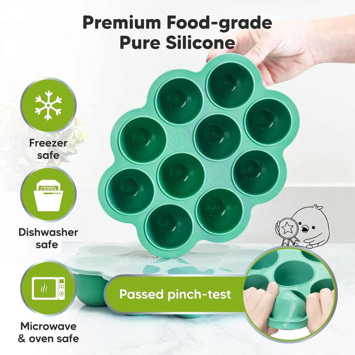 12-Pack Baby Food Glass Containers and Silicone Baby Food Freezer Tray with Clip-on Lid - 4 oz Leak-Proof, Microwavable, Baby Food Storage Container - Breast Milk Trays for Freezer
