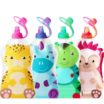 Reusable Baby Food Storage Pouches, 5 oz + SoftSip Pouch Tops | Ideal for Baby Food, Smoothies and Purees | Secure Double Lock Zipper, Wide Bottom, BPA Free | FreshSquad, 10 CT