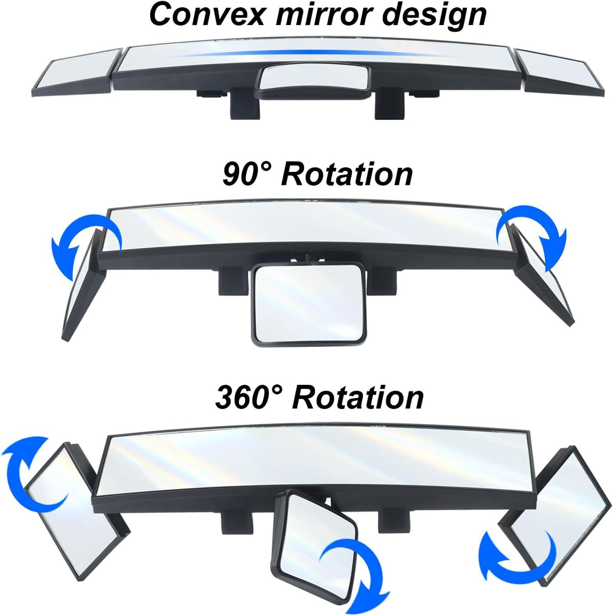 15" Rear View Mirror with Baby Mirror,Car Panoramic Rearview Mirrors Extender,Clip on Large Wide Angle Rear View Mirror for Truck Car and SUV (White)