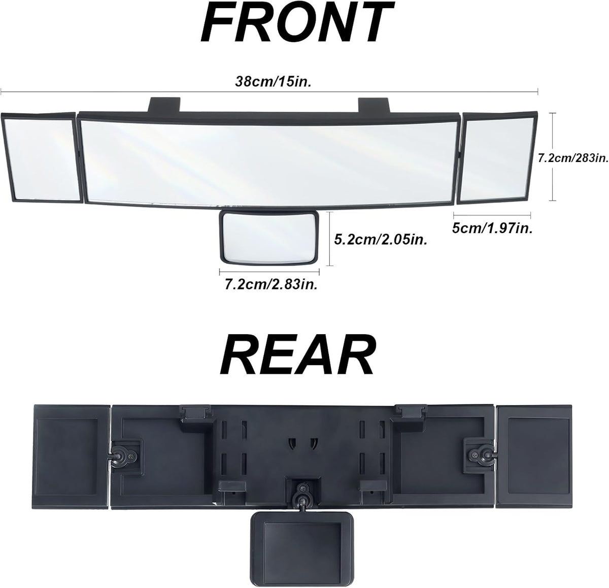 15" Rear View Mirror with Baby Mirror,Car Panoramic Rearview Mirrors Extender,Clip on Large Wide Angle Rear View Mirror for Truck Car and SUV (White)